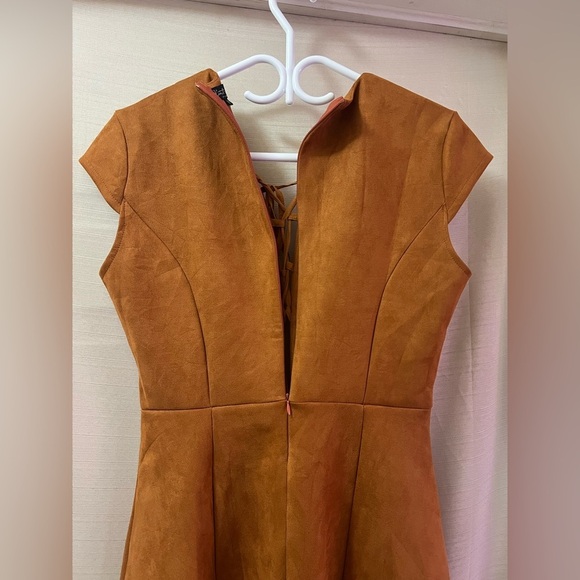🔴 Kivenst Brown Faux Suede Lace-Up Front Dress Size Medium Bohemian Style - Picture 7 of 7